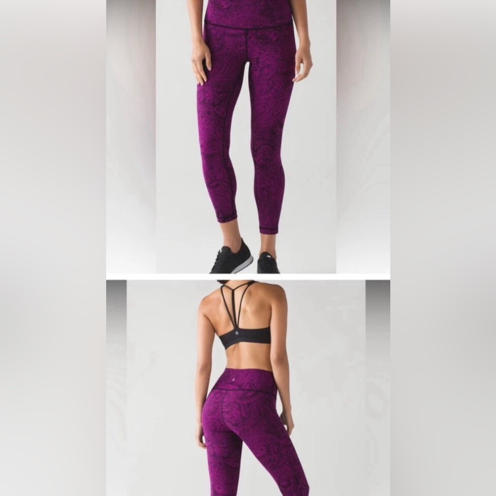 Lululemon High Times Legging Antique Paisley Deep Fuchsia Black Size: 4
